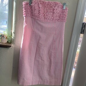 Lilly Pulitzer pink and white seersucker sleeveless dress